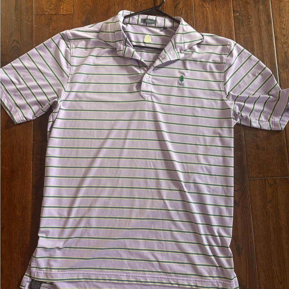 Classic Striped Polo Shirt in White and Green